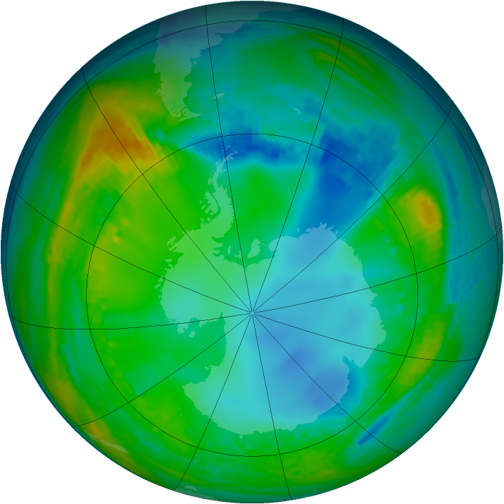 Antarctic ozone map for 19 July 2004